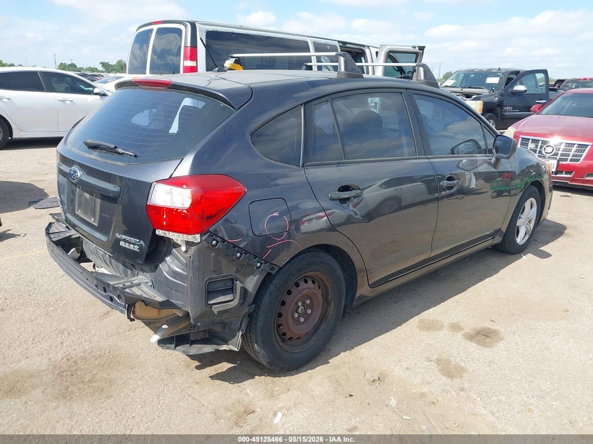 2014 Subaru Impreza VIN JF1GPAA63E8321340 IAAI salvage auction — SIDE, Original (Texas), sold $1,675 on 2026-07-22 (photo 4)