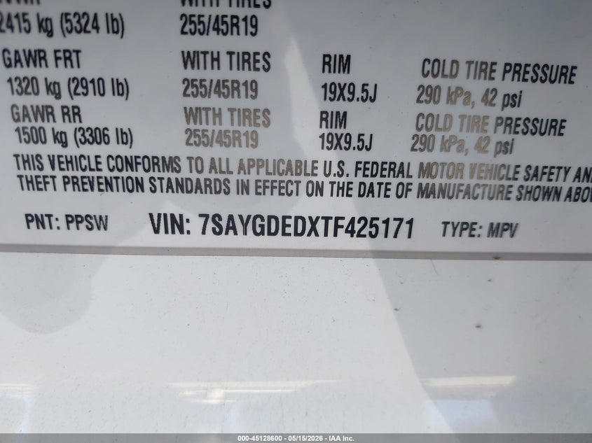 2026 Tesla Model y VIN 7SAYGDEDXTF425171 IAAI salvage auction — WATER/FLOOD, Salvage (California), sold $21,750 on 2026-07-20 (photo 9)