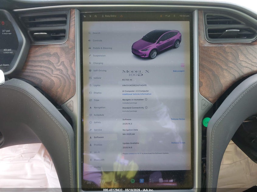 2018 Tesla Model x VIN 5YJXCDE2XJF142415 IAAI salvage auction — RIGHT FRONT, Bill Of Sale (Washington), sold $4,350 on 2026-07-09 (photo 7)