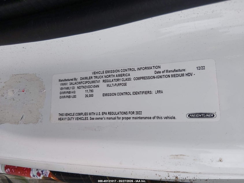 2023 Freightliner M2 106 VIN 3ALACWFC3PDUM8741 IAAI salvage auction — ALL OVER, Salvage (Tennessee), sold $9,250 on 2026-09-04 (photo 9)