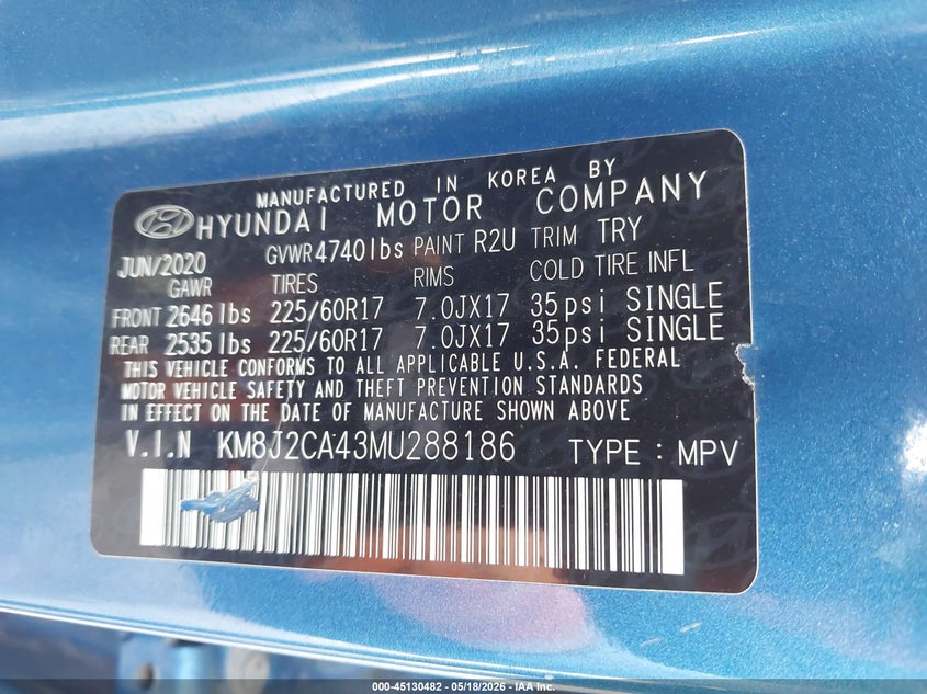 2021 Hyundai Tucson VIN KM8J2CA43MU288186 IAAI salvage auction — SIDE, Salvage (Minnesota), sold $3,650 on 2026-07-29 (photo 9)