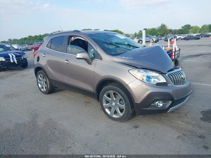 2014 Buick Encore VIN KL4CJGSB5EB591384 IAAI salvage auction — LEFT FRONT, Clear (Indiana), sold $25 on 2026-07-24 (photo 1)