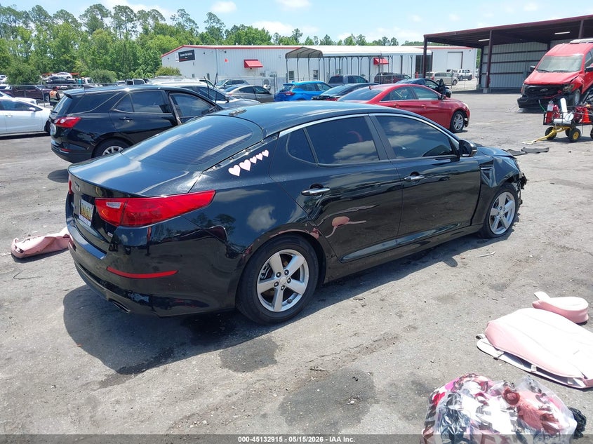 2015 Kia Optima VIN 5XXGM4A71FG381774 IAAI salvage auction — RIGHT FRONT, Rebuildable (Florida), sold $300 on 2026-07-28 (photo 4)