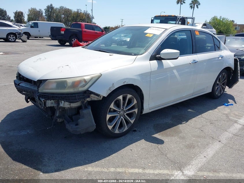 2014 Honda Accord VIN 1HGCR2F54EA115446 IAAI salvage auction — FRONT & REAR, Salvage (California), sold $1,150 on 2026-07-09 (photo 2)