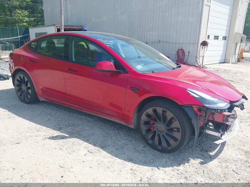 2023 Tesla Model 3 VIN 5YJ3E1EC2PF561495 IAAI salvage auction — FRONT & REAR, Salvage (Massachusetts), sold $4,900 on 2026-07-30 (photo 1)