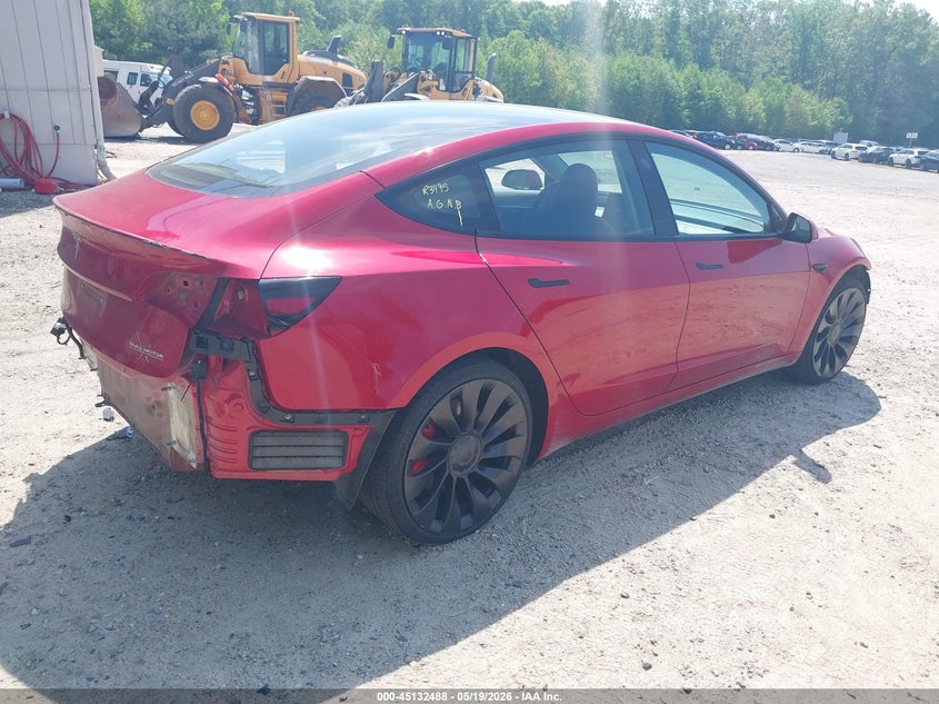2023 Tesla Model 3 VIN 5YJ3E1EC2PF561495 IAAI salvage auction — FRONT & REAR, Salvage (Massachusetts), sold $4,900 on 2026-07-30 (photo 4)
