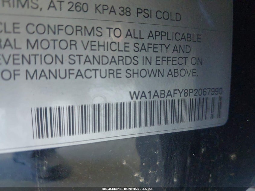 2023 Audi Q5 VIN WA1ABAFY8P2067990 IAAI salvage auction — FRONT END, Mv-907A (New York), sold $14,200 on 2026-07-15 (photo 9)