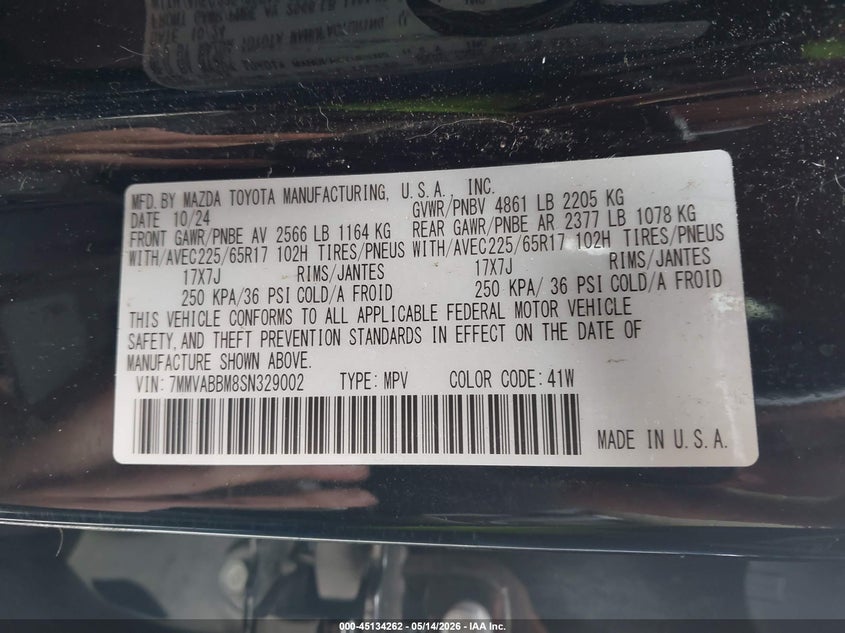 2025 Mazda Cx-50 VIN 7MMVABBM8SN329002 IAAI salvage auction — BIO HAZARD, Salvage (Oregon), sold $7,600 on 2026-07-30 (photo 9)