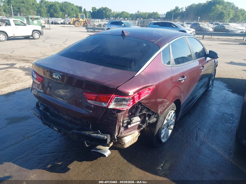 2017 Kia Optima VIN 5XXGT4L31HG127126 IAAI salvage auction — FRONT & REAR, Salvage (North Carolina), sold $1,200 on 2026-07-13 (photo 4)