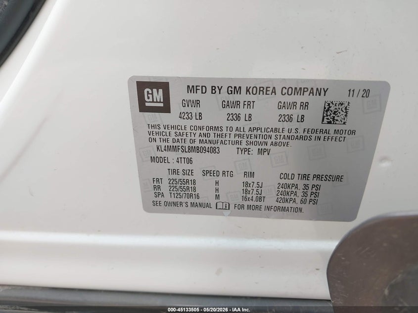 2021 Buick Encore gx VIN KL4MMFSL8MB094083 IAAI salvage auction — FRONT END, Salvage (Texas), sold $2,100 on 2026-07-28 (photo 9)