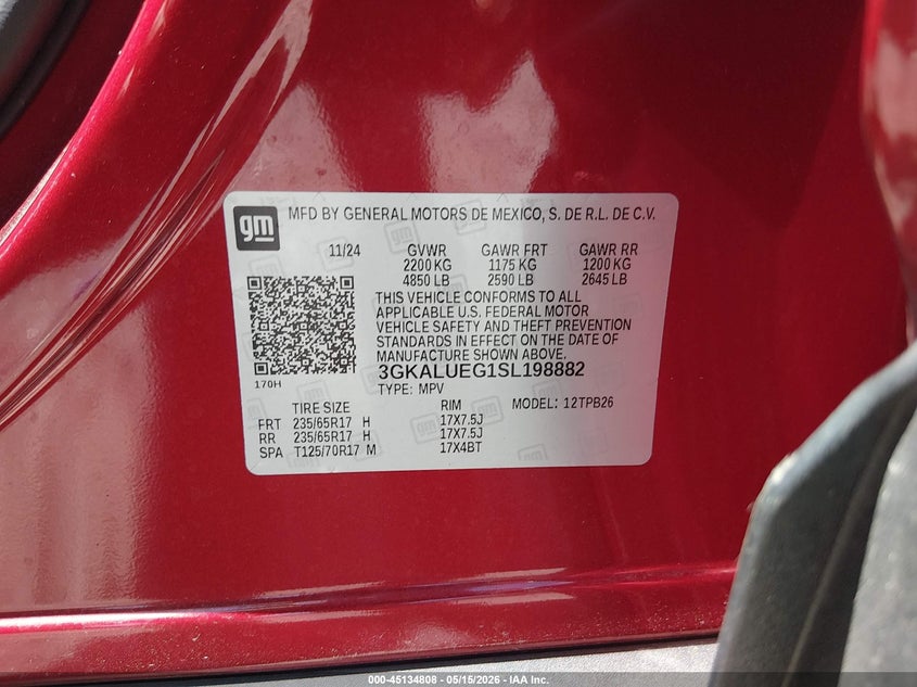 2025 Gmc Terrain VIN 3GKALUEG1SL198882 IAAI salvage auction — UNKNOWN, Salvage (South Carolina), sold $8,200 on 2026-07-28 (photo 9)