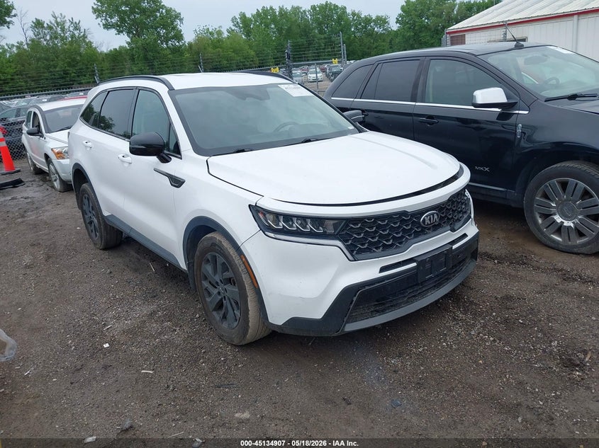 2021 Kia Sorento VIN 5XYRLDLC3MG021078 IAAI salvage auction — LEFT FRONT, Salvage (Iowa), sold $25 on 2026-07-27 (photo 1)