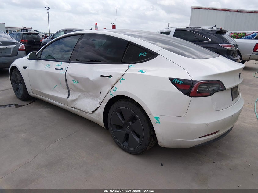 2022 Tesla Model 3 VIN 5YJ3E1EB4NF121671 IAAI salvage auction — LEFT SIDE, Original (Texas), sold $12,900 on 2026-07-14 (photo 3)