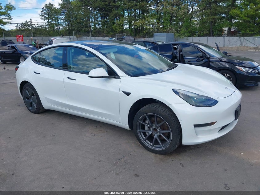 2022 Tesla Model 3 VIN 5YJ3E1EA0NF112697 IAAI salvage auction — LEFT FRONT, Mv-907A (New York), sold $6,650 on 2026-07-14 (photo 1)