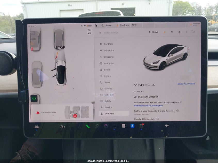 2022 Tesla Model 3 VIN 5YJ3E1EA0NF112697 IAAI salvage auction — LEFT FRONT, Mv-907A (New York), sold $6,650 on 2026-07-14 (photo 7)