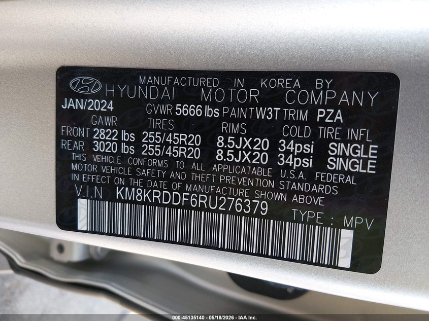 2024 Hyundai Ioniq 5 VIN KM8KRDDF6RU276379 IAAI salvage auction — FRONT & REAR, Salvage (New Jersey), sold $13,600 on 2026-07-27 (photo 9)