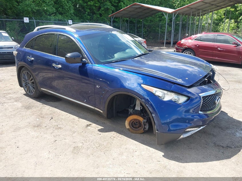 2017 Infiniti Qx70 VIN JN8CS1MU8HM143152 IAAI salvage auction — LEFT FRONT, Salvage - Greater Than 75% (Maryland), sold $125 on 2026-07-28 (photo 1)