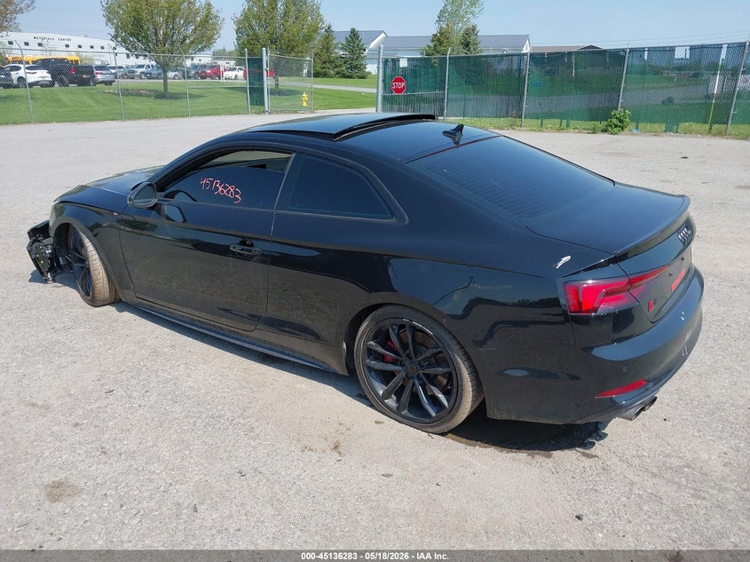 2018 Audi S5 VIN WAUR4AF51JA033828 IAAI salvage auction — FRONT END, Mv-907A (New York), sold $9,600 on 2026-07-17 (photo 3)