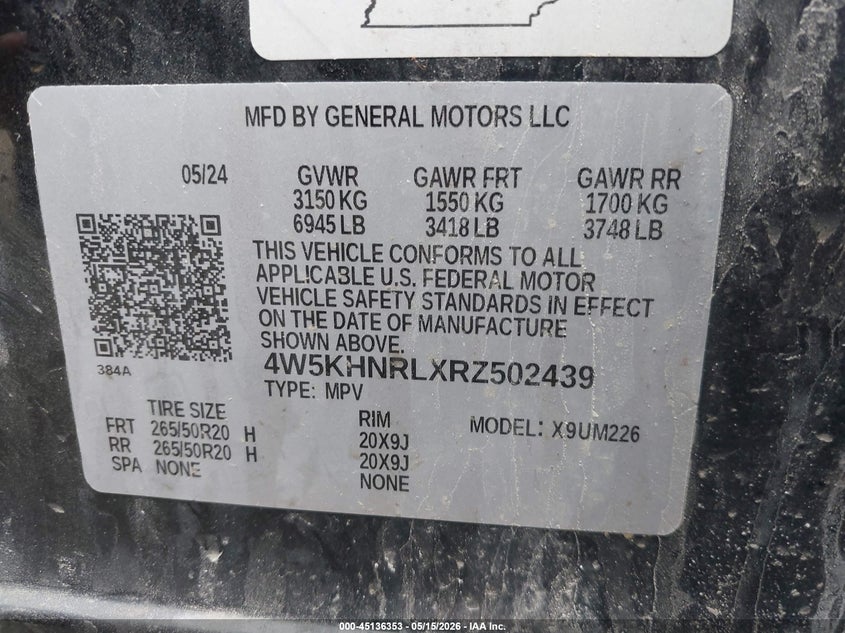 2024 Acura Zdx VIN 4W5KHNRLXRZ502439 IAAI salvage auction — UNDERCARRIAGE, Salvage (Vermont), sold $13,300 on 2026-07-23 (photo 9)
