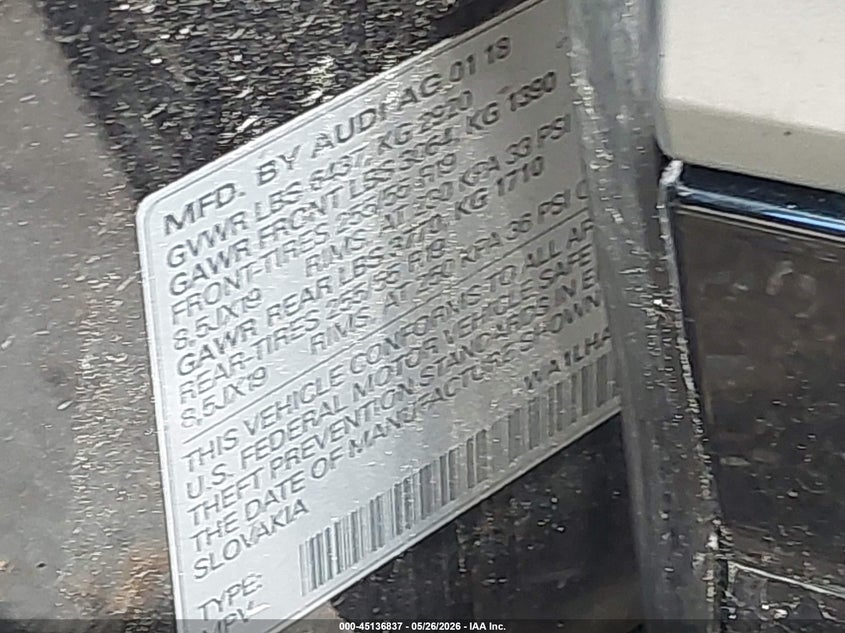 2018 Audi Q7 VIN WA1LHAF70JD029776 IAAI salvage auction — MECHANICAL, Salvage Title, sold $525 on 2026-07-21 (photo 9)