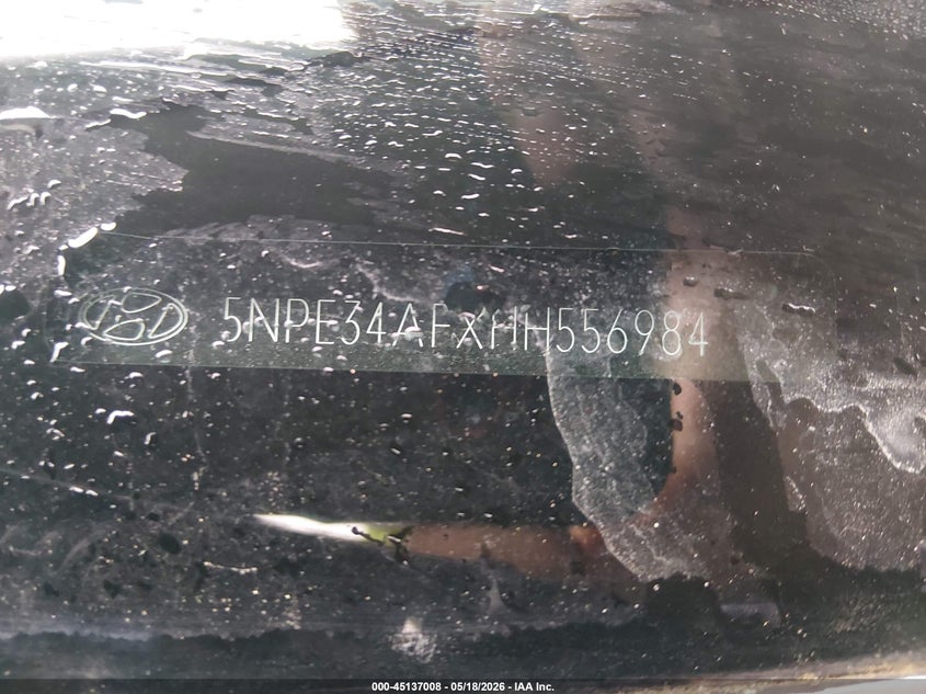 2017 Hyundai Sonata VIN 5NPE34AFXHH556984 IAAI salvage auction — FRONT END, Salvage (Montana), sold $350 on 2026-07-30 (photo 9)