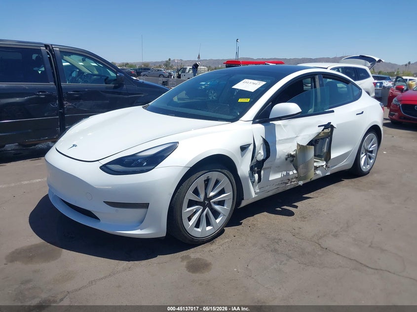 2021 Tesla Model 3 VIN 5YJ3E1EA0MF031925 IAAI salvage auction — SIDE, Salvage (Arizona), sold $5,500 on 2026-07-28 (photo 2)