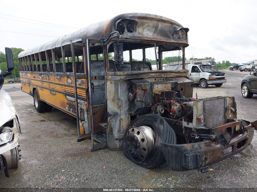 2017 Blue bird School bus / transit bus VIN 1BAKGCPH8HF328268 IAAI salvage auction — BURN, Non-Repairable (Maryland), sold $175 on 2026-08-31 (photo 1)
