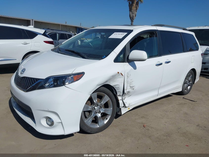 2014 Toyota Sienna VIN 5TDXK3DC5ES492608 IAAI salvage auction — LEFT FRONT, Salvage (California), sold $3,600 on 2026-07-08 (photo 2)