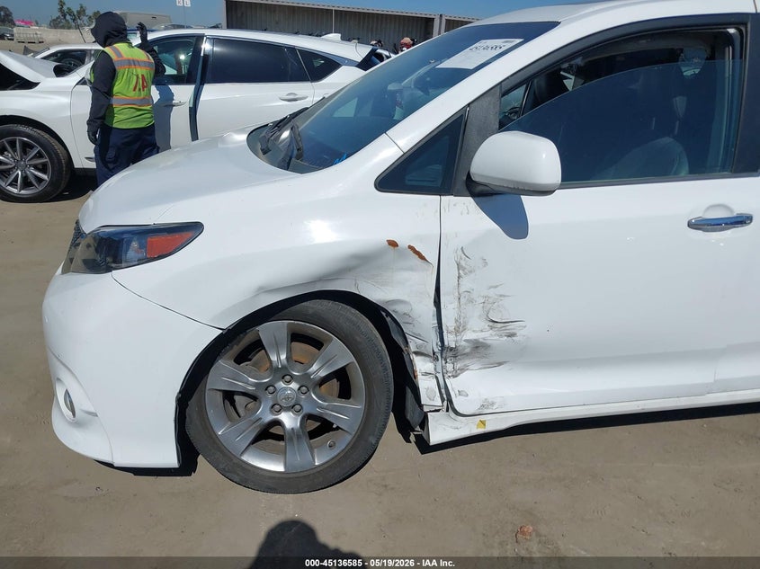 2014 Toyota Sienna VIN 5TDXK3DC5ES492608 IAAI salvage auction — LEFT FRONT, Salvage (California), sold $3,600 on 2026-07-08 (photo 6)