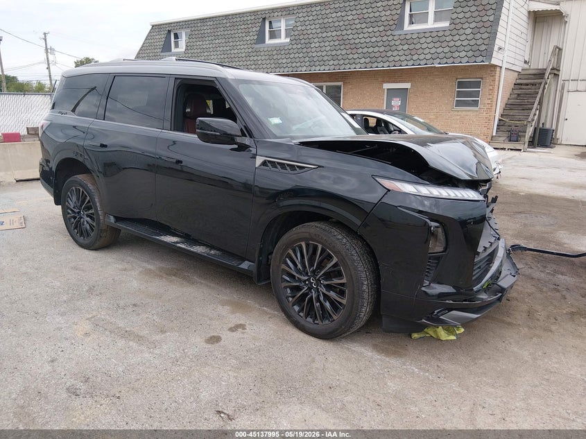 2025 Infiniti Qx80 VIN JN8AZ3CCXS9600593 IAAI salvage auction — FRONT END, Salvage (Illinois), sold $35,000 on 2026-08-17 (photo 1)