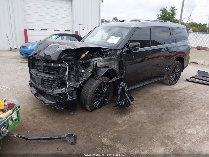 2025 Infiniti Qx80 VIN JN8AZ3CCXS9600593 IAAI salvage auction — FRONT END, Salvage (Illinois), sold $35,000 on 2026-08-17 (photo 2)