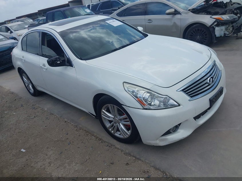 2013 Infiniti G VIN JN1CV6AR9DM358410 IAAI salvage auction — LEFT & RIGHT, Salvage (Texas), sold $1,200 on 2026-07-14 (photo 1)