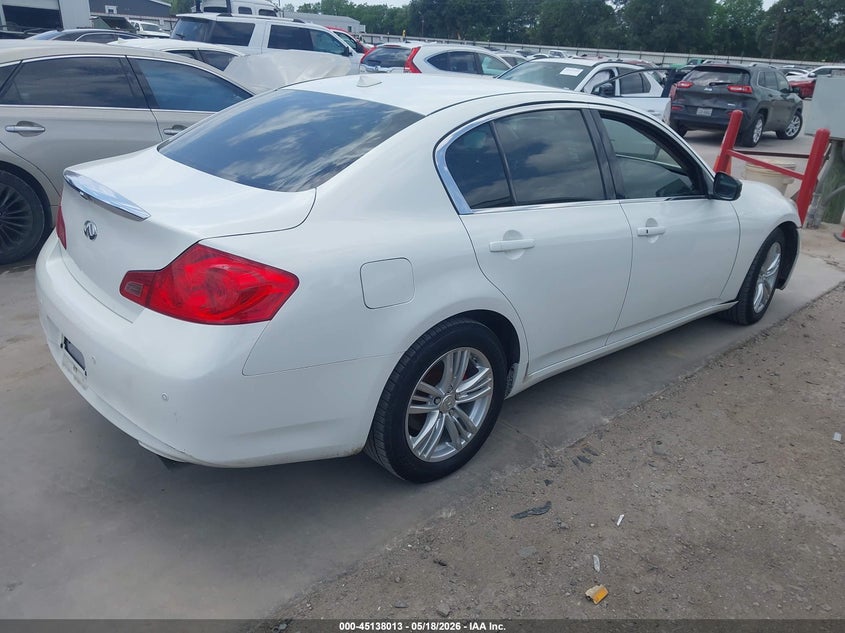 2013 Infiniti G VIN JN1CV6AR9DM358410 IAAI salvage auction — LEFT & RIGHT, Salvage (Texas), sold $1,200 on 2026-07-14 (photo 4)
