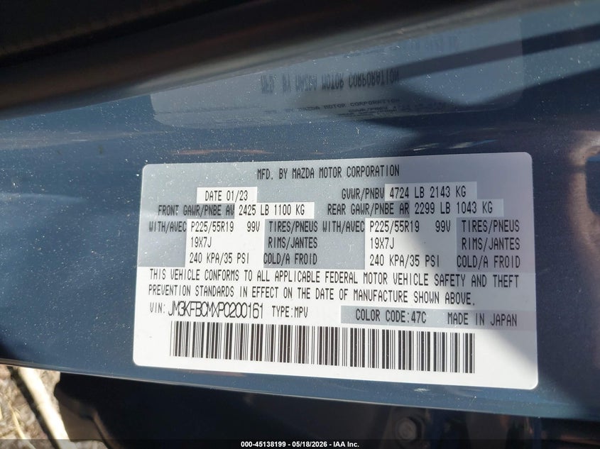 2023 Mazda Cx-5 VIN JM3KFBCMXP0200161 IAAI salvage auction — FRONT END, Salvage (Ohio), sold $3,700 on 2026-07-17 (photo 9)