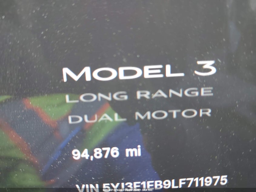 2020 Tesla Model 3 VIN 5YJ3E1EB9LF711975 IAAI salvage auction — LEFT SIDE, Salvage (Texas), sold $4,700 on 2026-07-16 (photo 7)