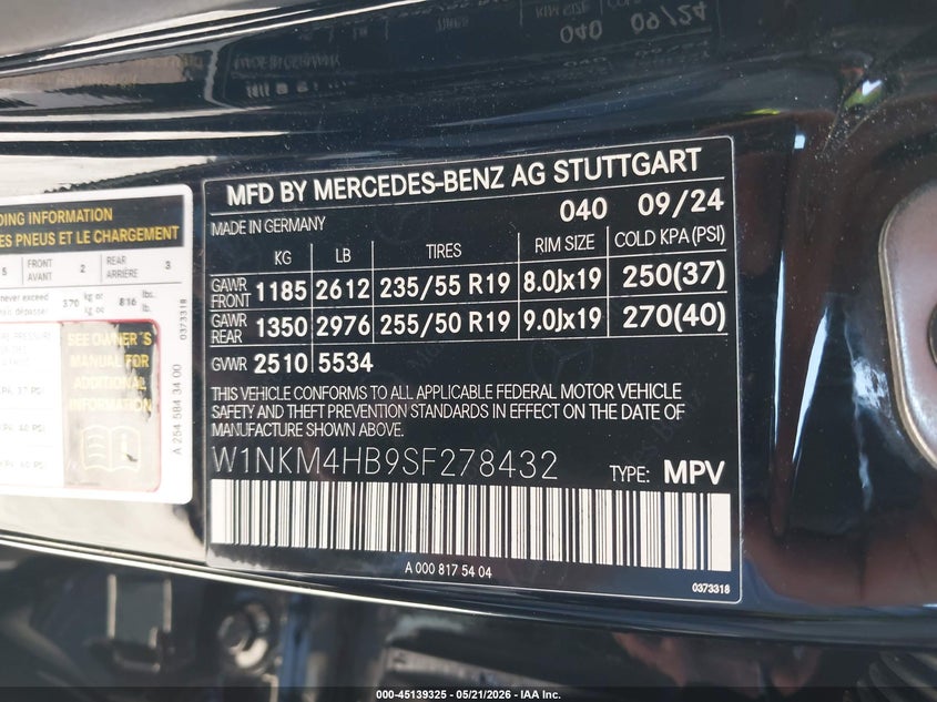 2025 Mercedes-benz Glc VIN W1NKM4HB9SF278432 IAAI salvage auction — THEFT, Salvage (California), sold $23,550 on 2026-07-20 (photo 9)