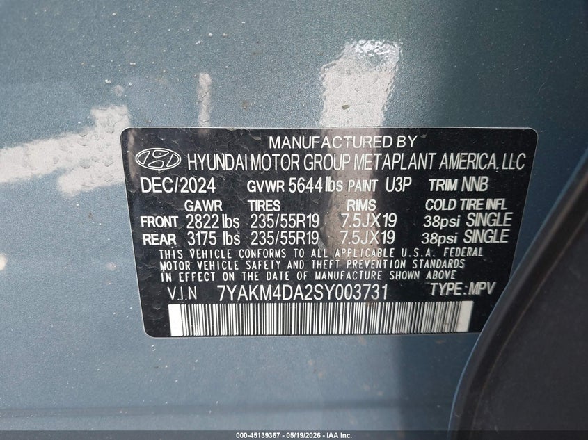 2025 Hyundai Ioniq 5 VIN 7YAKM4DA2SY003731 IAAI salvage auction — REAR END, Salvage (Idaho), sold $9,800 on 2026-07-20 (photo 9)