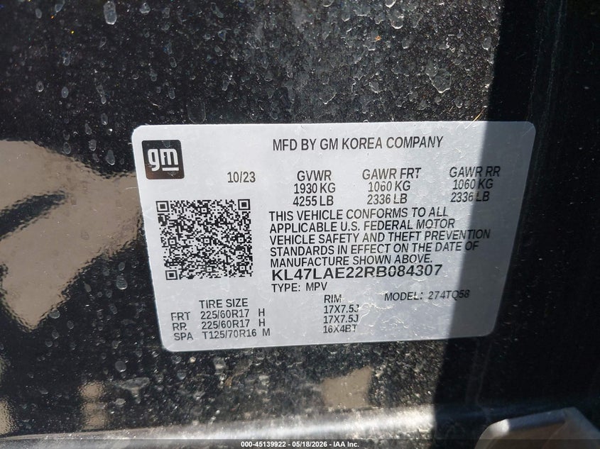 2024 Buick Envista VIN KL47LAE22RB084307 IAAI salvage auction — HAIL, Salvage (Ohio), sold $9,050 on 2026-07-14 (photo 9)