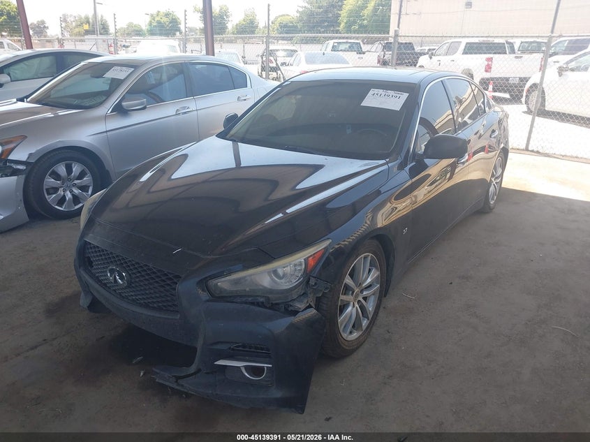 2015 Infiniti Q50 VIN JN1BV7AP1FM350899 IAAI salvage auction — FRONT END, Salvage (California), sold $1,975 on 2026-07-14 (photo 2)
