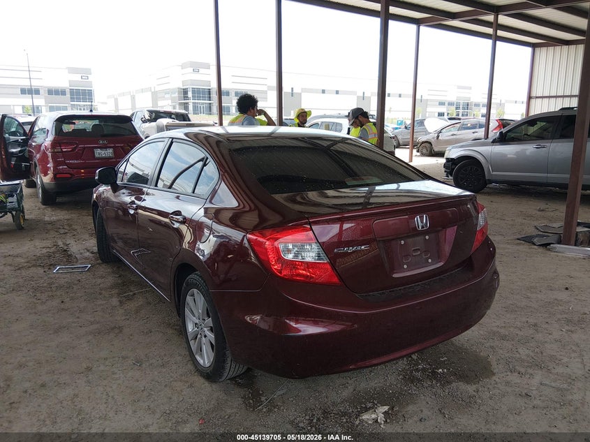 2012 Honda Civic VIN 19XFB2F83CE343877 IAAI salvage auction — FRONT END, Original (Texas), sold $2,250 on 2026-07-09 (photo 3)