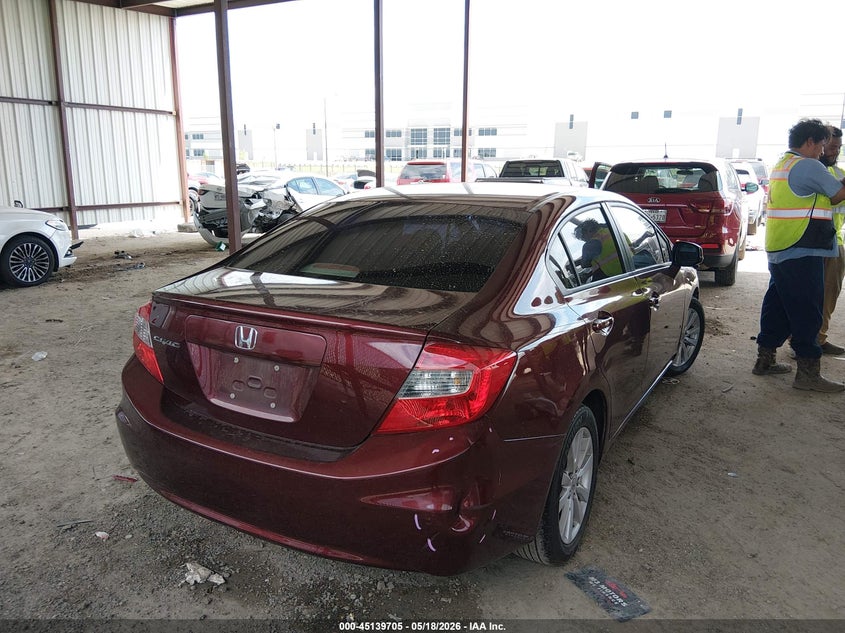 2012 Honda Civic VIN 19XFB2F83CE343877 IAAI salvage auction — FRONT END, Original (Texas), sold $2,250 on 2026-07-09 (photo 4)