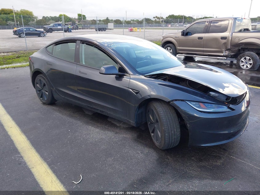 2024 Tesla Model 3 VIN 5YJ3E1EA0RF749238 IAAI salvage auction — LEFT FRONT, Rebuildable (Florida), sold $7,800 on 2026-07-09 (photo 1)