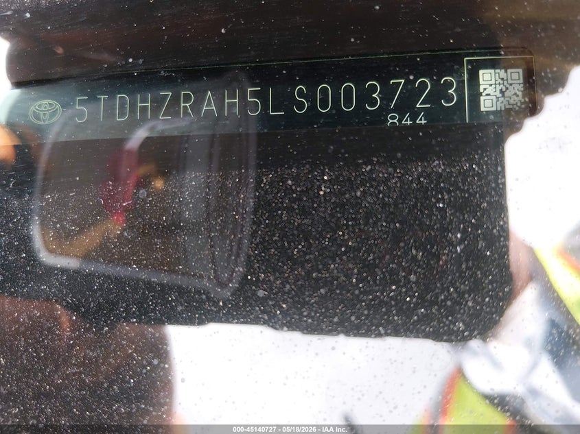 2020 Toyota Highlander VIN 5TDHZRAH5LS003723 IAAI salvage auction — RIGHT REAR, Salvage (California), sold $13,700 on 2026-07-09 (photo 9)