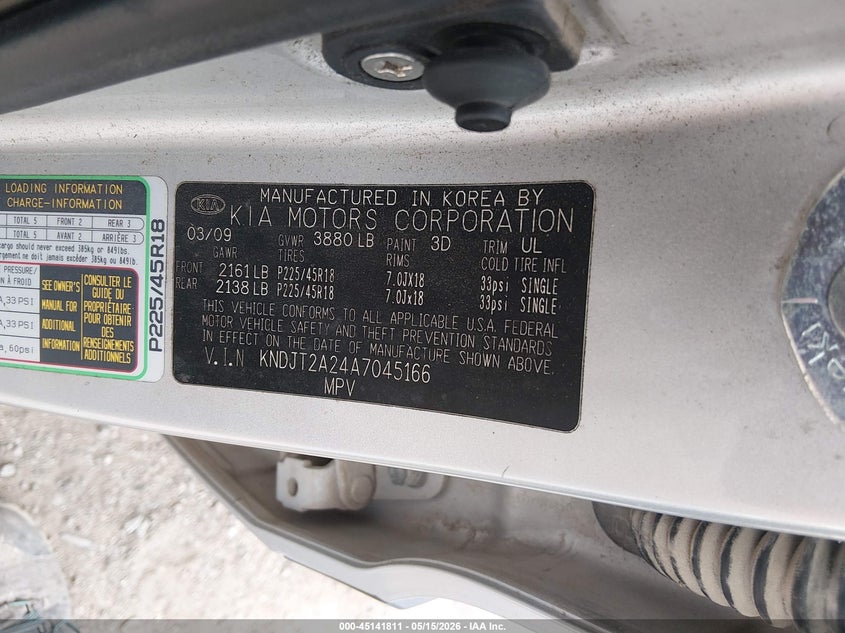 2010 Kia Soul VIN KNDJT2A24A7045166 IAAI salvage auction — FRONT END, Salvage (Kansas), sold $450 on 2026-07-31 (photo 9)