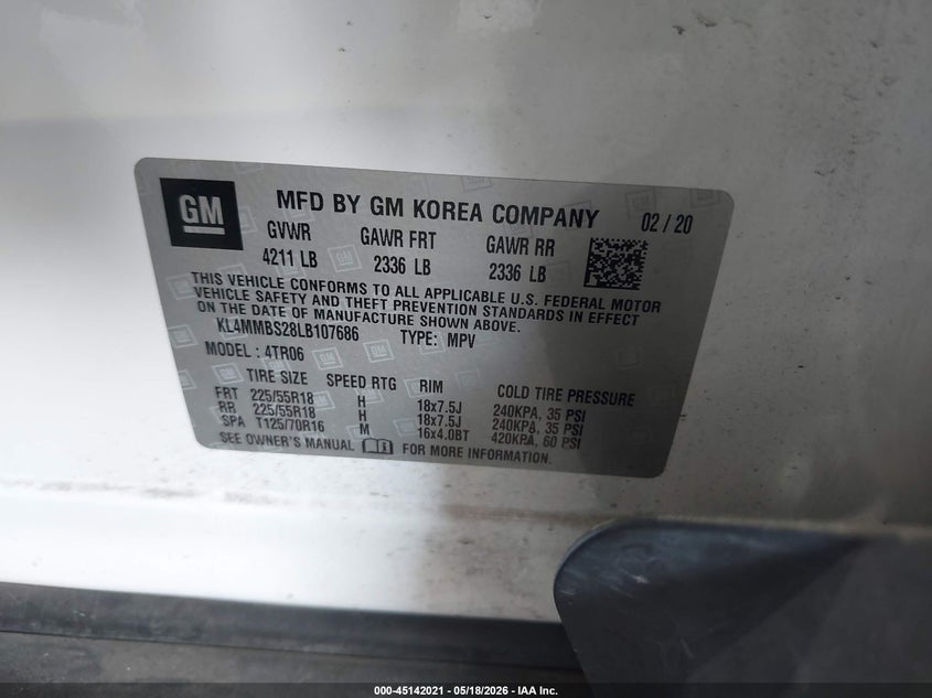 2020 Buick Encore gx VIN KL4MMBS28LB107686 IAAI salvage auction — HAIL, Salvage (Missouri), sold $3,300 on 2026-07-06 (photo 9)
