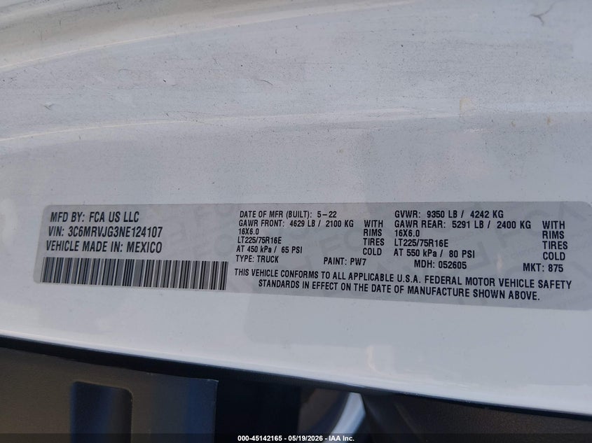 2022 Ram Promaster city VIN 3C6MRVJG3NE124107 IAAI salvage auction — RIGHT SIDE, Salvage (South Carolina), sold $4,200 on 2026-07-19 (photo 9)