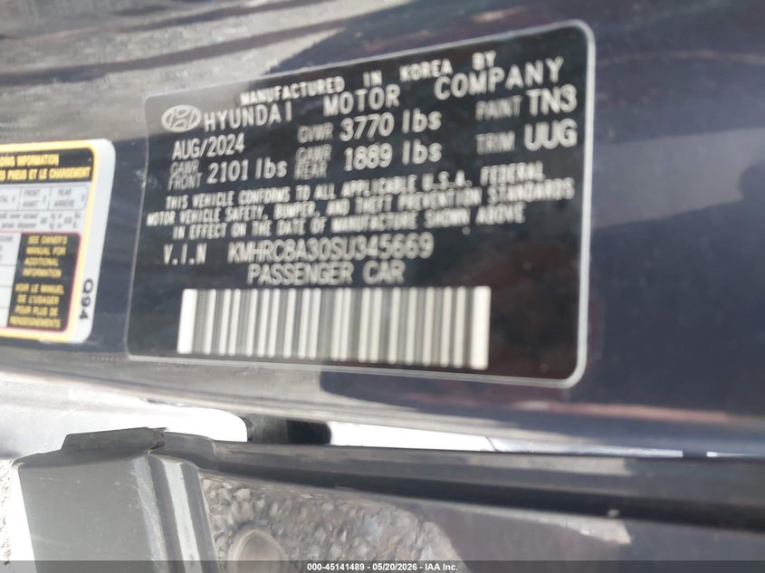 2025 Hyundai Venue VIN KMHRC8A30SU345669 IAAI salvage auction — REAR END, Mv-907A (New York), sold $5,600 on 2026-07-14 (photo 9)