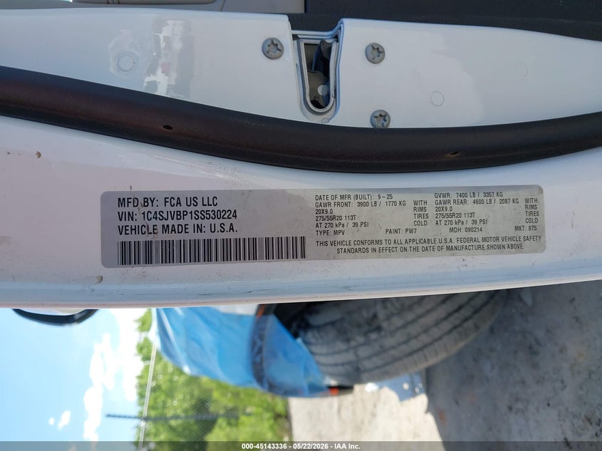 2025 Jeep Grand wagoneer VIN 1C4SJVBP1SS530224 IAAI salvage auction — BIO HAZARD, Enterprise Vehicles Clear Only (New Mexico), sold $12,600 on 2026-07-29 (photo 9)