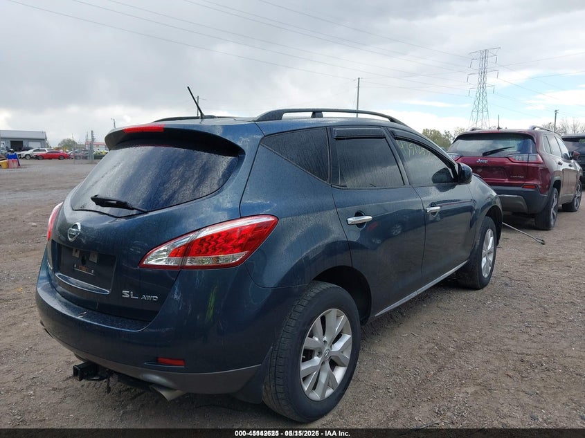 2014 Nissan Murano VIN JN8AZ1MW9EW528904 IAAI salvage auction — REAR END, Clear (Indiana), sold $550 on 2026-07-08 (photo 4)
