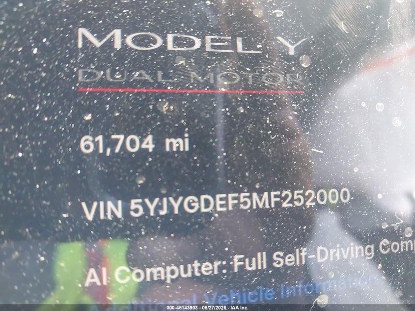 2021 Tesla Model y VIN 5YJYGDEF5MF252000 IAAI salvage auction — LEFT & RIGHT, Salvage Title, sold $5,300 on 2026-07-11 (photo 7)